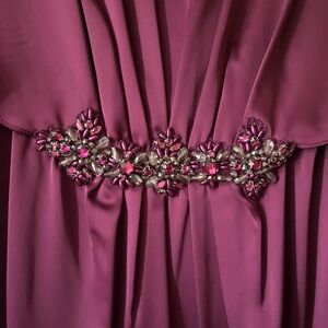 Elegant Purple Dress with Embellished Waist